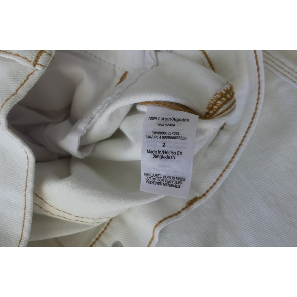 Free Assembly Ivory Denim Skirt Sz 2 Button Front Knee‎ Modest Contrast Stitch - Picture 6 of 9